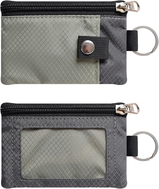 CHENSPRX Minimalist RFID Blocking Small Wallet with ID Window,WaterResistant Zip Id Case Wallet with Lanyard Keychain for Cards,Cash,Travel,Women,Men