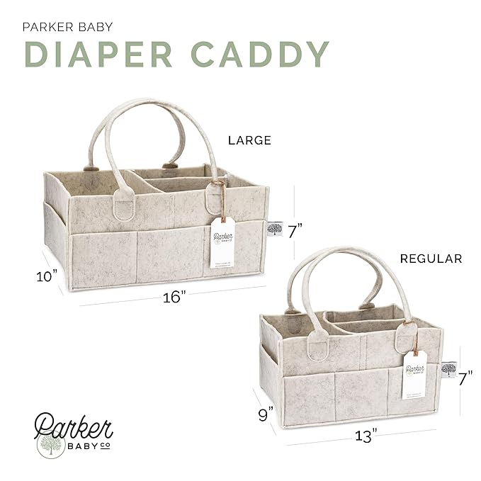 Parker Baby Diaper Caddy - Nursery Storage Bin and Car Organizer for Diapers and Baby Wipes - White, Large
