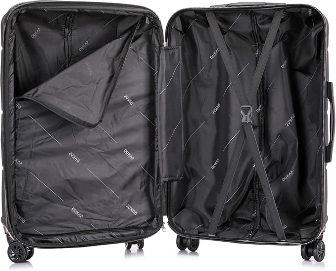DUKAP ZONIX Luggage with Spinner Wheels | Durable Lightweight Hardside Suitcase, Spacious Travel Bag with Handle and Trolley | 26 Inch Medium Checked Luggage | Black
