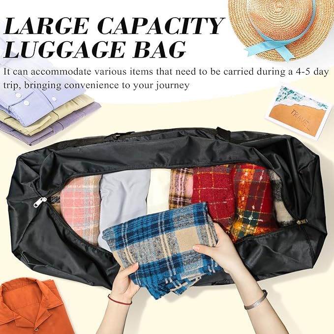 Extra Large Duffle Bag 90L/23.77Gal Moving Bag Tear Resistant Heavy Duty Storage Bags Lightweight Big Luggage Bag for Camping, Travel, Moving (Black)