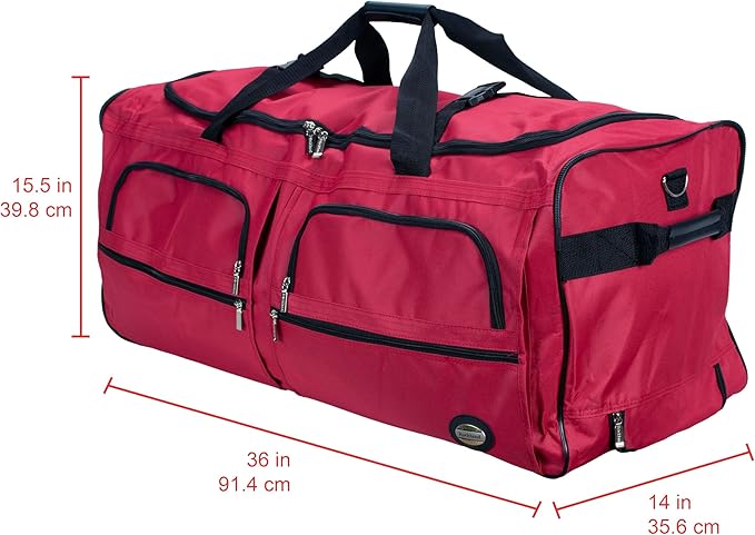 Rockland Rolling Duffel Bag, Black, 22"