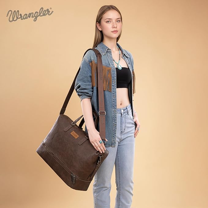 Wrangler Travel Duffel Bag Carry On Overnight Bag with Shoe Compartment Weekender Bag for Women WG253-5110CF