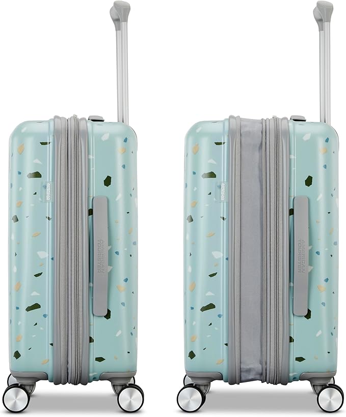 American Tourister Moonlight Hardside Expandable Luggage with Spinner Wheels, Blue Terazzo, 2-Piece Set (20/28)