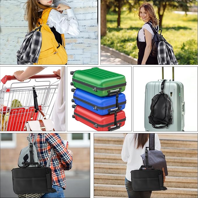 Add a Bag Luggage Straps, 4pcs Jacket Gripper Adjustable Luggage Hooks Holder Suitcase Belt Straps Carrying Clips with Luggage Connector and Hook Travel Accessories for Carry Your Extra Bags