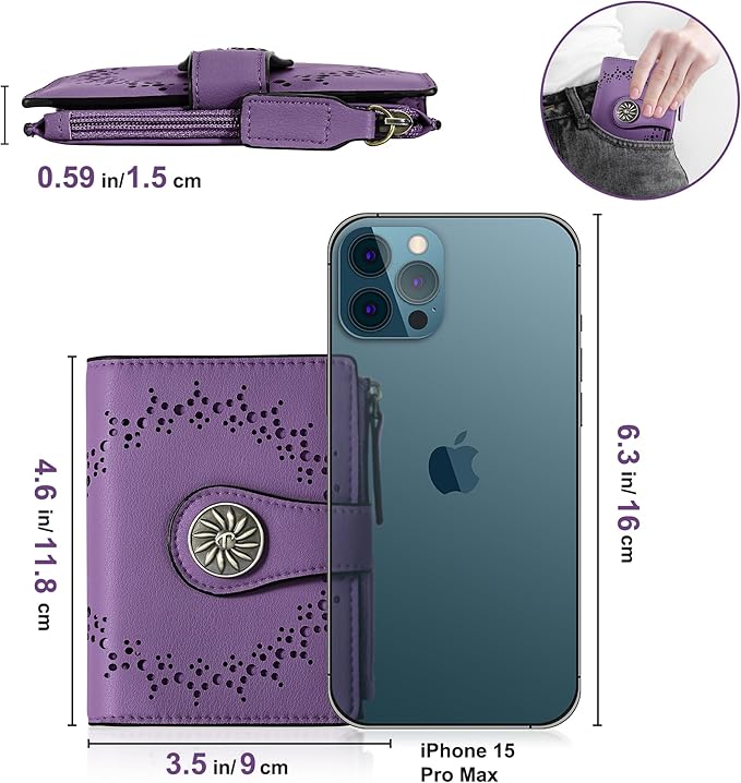 Tipmile Small Wallet for Women Bifold RFID Blocking Card Holder Leather Wallets with Zipper Coin Pocket