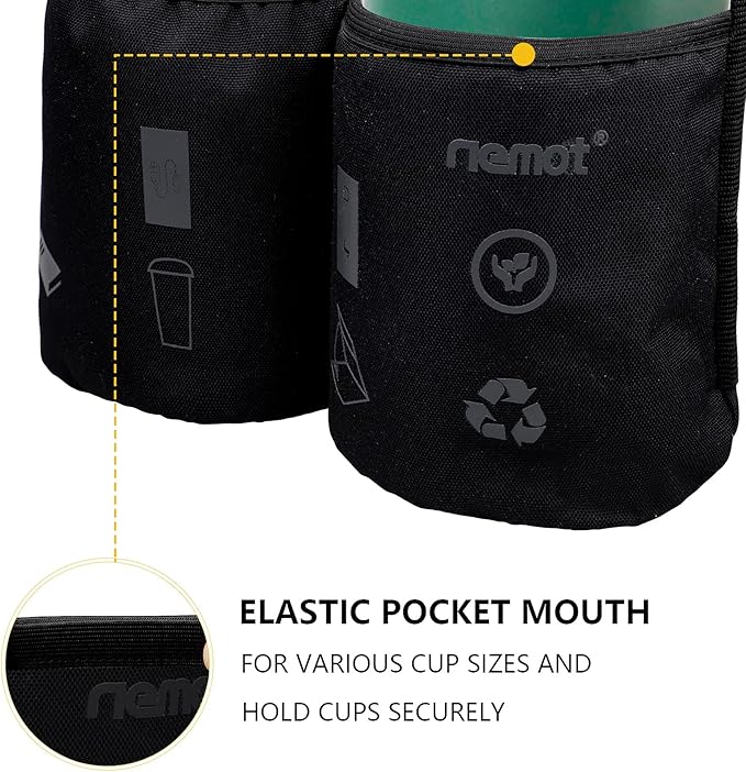 riemot Luggage Travel Cup Tablet Holder - Hold Ipad Books Passports Tickets Water Bottles - Fits Roll on Suitcase Handles - Gifts for Flight Attendants Travelers Accessories Black