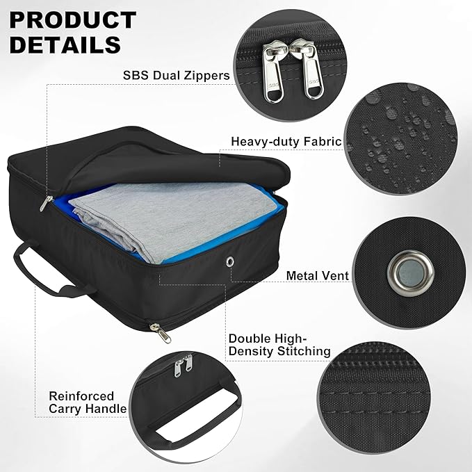 Compression Packing Cubes for Travel Essentials, 2 Set Expandable Travel Cubes for Packing Bags Suitcase Organizer, XL, Black