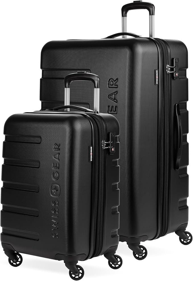 SwissGear 7366 Signature Hardside Expandable Luggage with Spinner Wheels, TSA Lock, Cup-Holder, Black, 2-Piece Set (19/27)