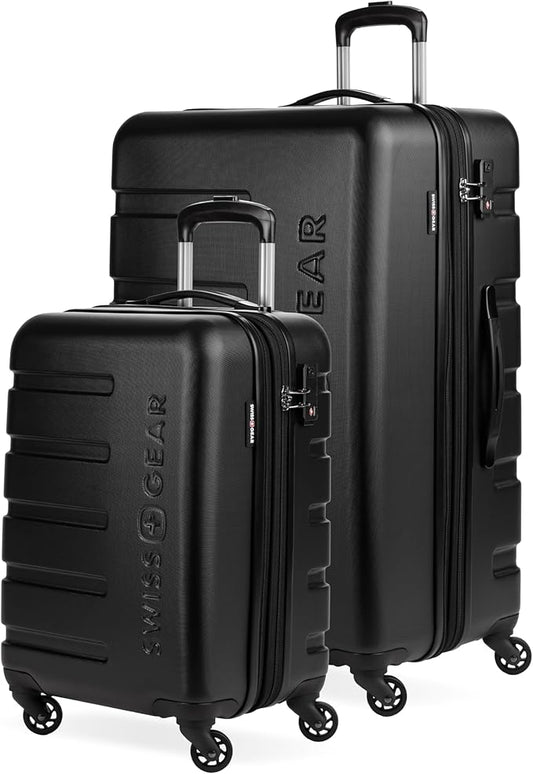 SwissGear 7366 Signature Hardside Expandable Luggage with Spinner Wheels, TSA Lock, Cup-Holder, Black, 2-Piece Set (19/27)