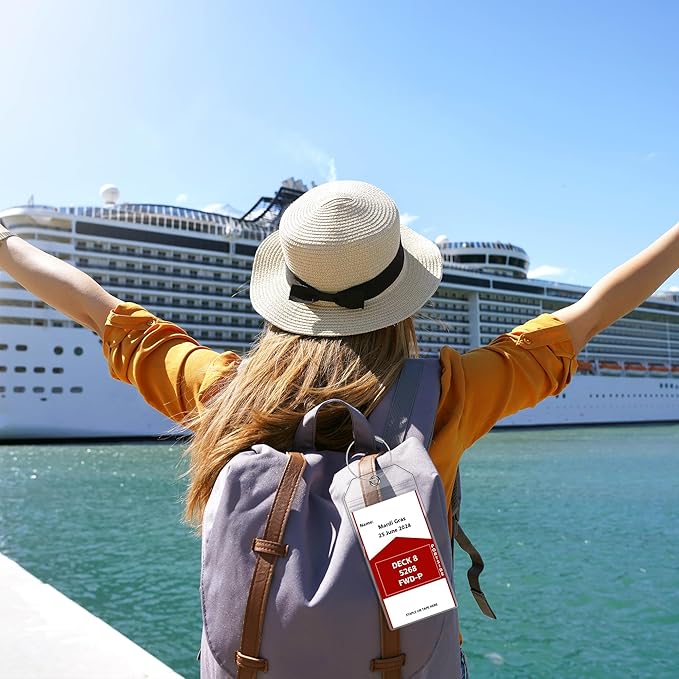 6 Pack Luggage Tags Travel Essentials & Cruise Essentials for NCL, Princess, Carnival, Royal Caribbean & Celebrity Cruise Ships by SEAVILIA