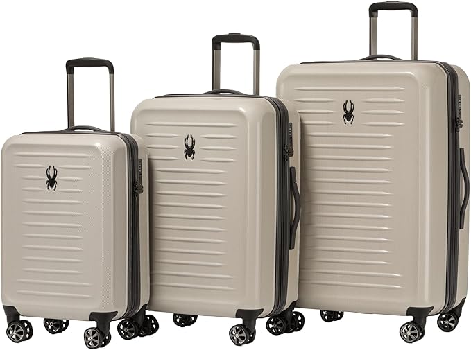 Spyder Rails Expandable Hardside Upright Suitcase with 360° Spinner Wheels, TSA Approved Lock (Oatmeal, 3-Piece Set)
