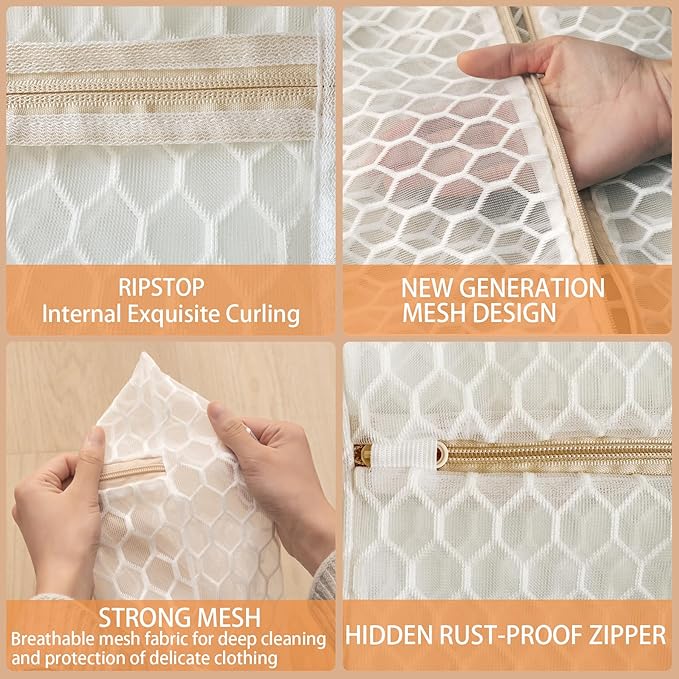 2 Pack Laundry Bag, Durable Big Honeycomb Mesh Laundry Bags Suitable for Delicate Clothes Washing 24 x 24 Inches (2 XX-Large)