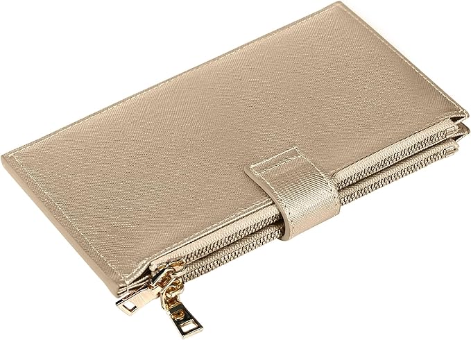 Travelambo RFID Wallet Women Large Size Bifold Multi Card Wallet Case with Zipper Pocke Credit Card Holder for Women