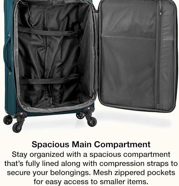 U.S. Traveler Anzio Softside Expandable Luggage with Spinner Wheels, Teal, 2-Piece Set (22/30)