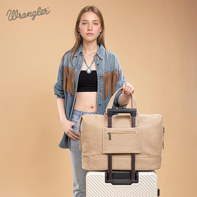 Wrangler Travel Duffel Bag Carry On Overnight Bag with Shoe Compartment Weekender Bag for Women WG253-5110KH