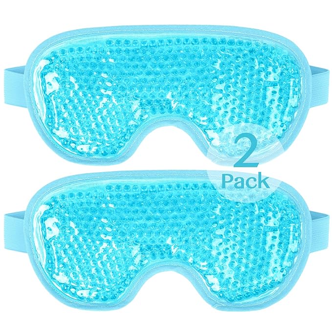 NEWGO Cooling Eye Mask for Puffy Eyes, Cold Eye Mask Eye Ice Pack for After Eyes Surgery, Tension Stress Relief, Itchy Eyes, Headaches, Dark Circles - Blue (Blue-2Pack)