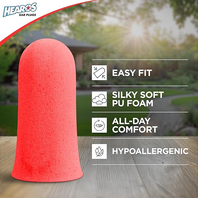 Hearos Radical Protection Foam Ear Plugs, Hearing Protection, NRR 33, 12 Pair, Orange (5801)