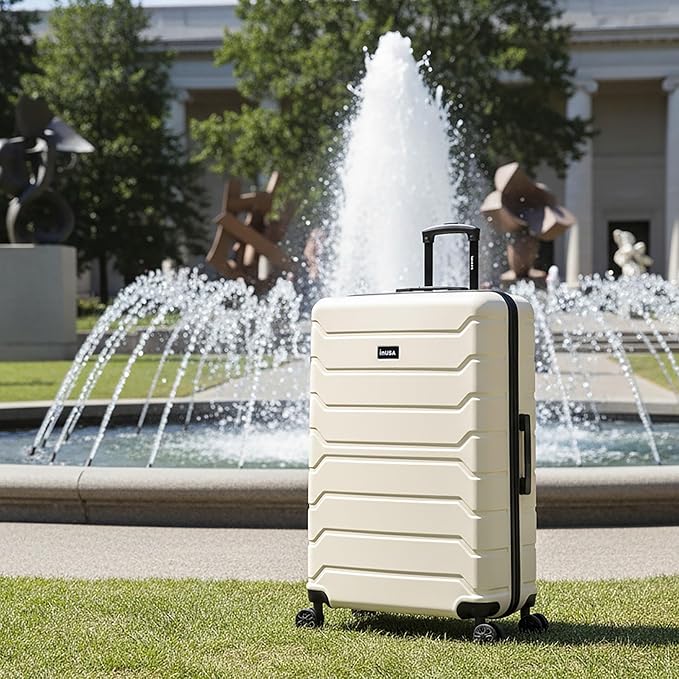 InUSA TREND Luggage with Spinner Wheels | Durable lightweight Hardside Suitcase, Travel Bag with Handle and Trolley | 32-inch Extra-Large Checked luggage | Sand