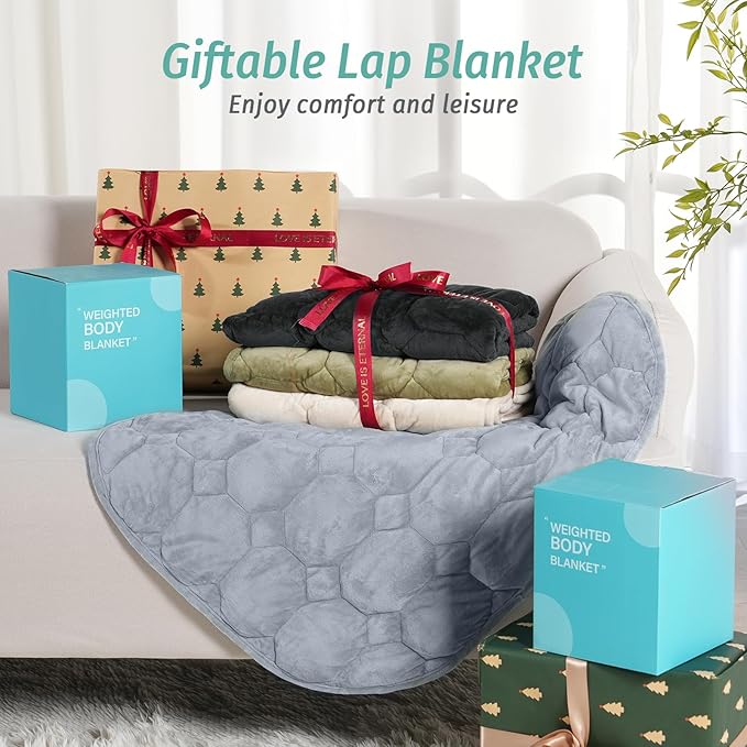 Wemore Weighted Lap Blanket 7lbs for Adults, Small Weighted Blanket for Travel, Calming, Relaxing, Napping and Sleeping, All-Season Weighted Lap Pad, Machine Washable, Sky Blue 24x29 inches