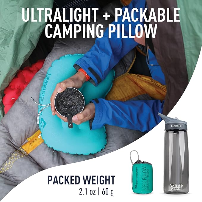 Sea to Summit Aeros Ultralight Inflatable Camping and Travel Pillow, Regular, Sea Foam