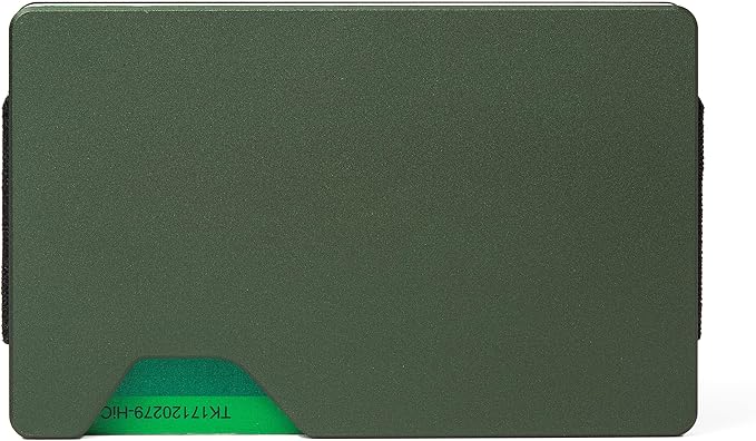 Carbon Fiber Minimalist Wallet for Men Credit Card Holder Money Clip & Cash Strap Slim RFID Mens Wallets(Matte Green)