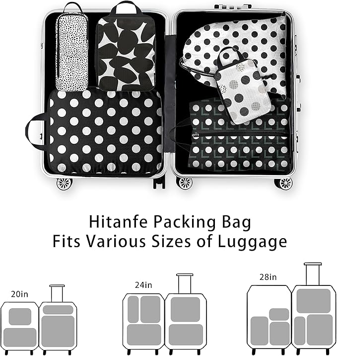6 Pcs Compression Packing Cubes for Travel, Waterproof Luggage Organizer Washable Storage Bags Set - Packaging Cubes for Backpack Travel and Carry-Ons