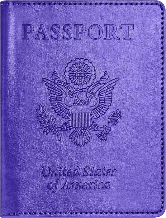 Passport and Vaccine Card Holder Combo, Passport Holder with Vaccine Card Slot, Passport Wallet, Passport Cover, Passport Case, Passport Holder for Women and Men(AKA-Bright purple)