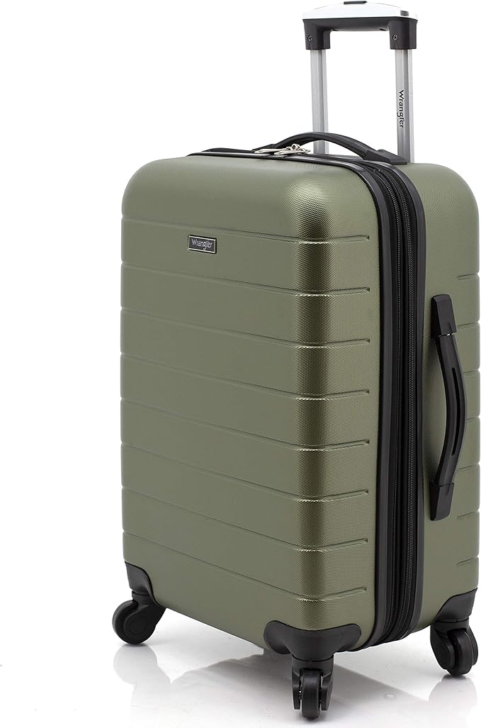 Wrangler Smart Spinner Hardside Luggage, 3 Piece Set, Olive Green