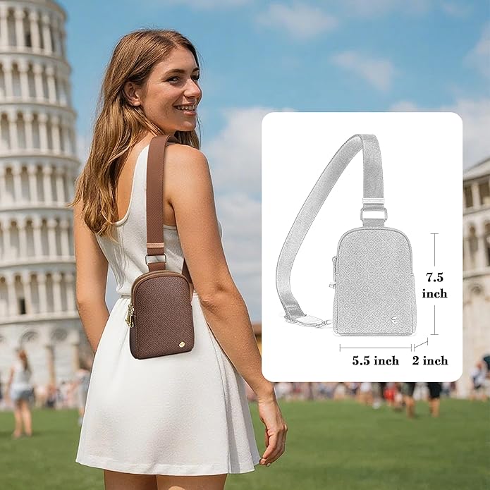 INICAT Anti Theft Crossbody Bag for Women, Small RFID Blocking Sling Purse with Zipper Lock for Travel, Vegan Leather