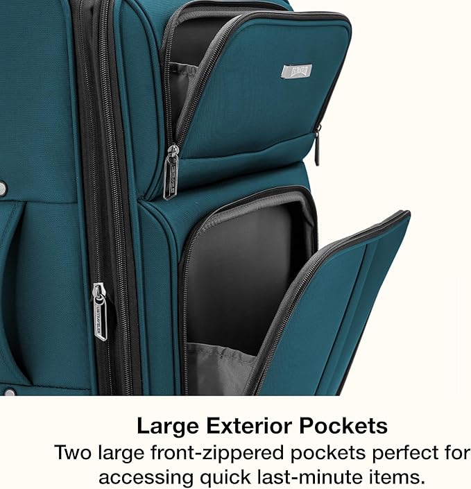 U.S. Traveler Anzio Softside Expandable Luggage with Spinner Wheels, Teal, 2-Piece Set (22/30)