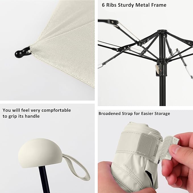 BAODINI Travel Essentials Mini Umbrella for Purse With Case Small Compact UV Sun Protection Lightweight Tiny Pocket Manual Open Close Umbrella for Women Kids and Men Fits Purse Backpack