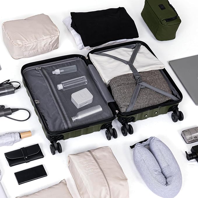 Luggage Sets 5 Piece, Suitcases with Wheels, ABS Hard Case Luggage with TSA Lock Spinner Wheels, Carry On Luggage Set(5 Piece Sets (20"/24"/28"/DB/TB))