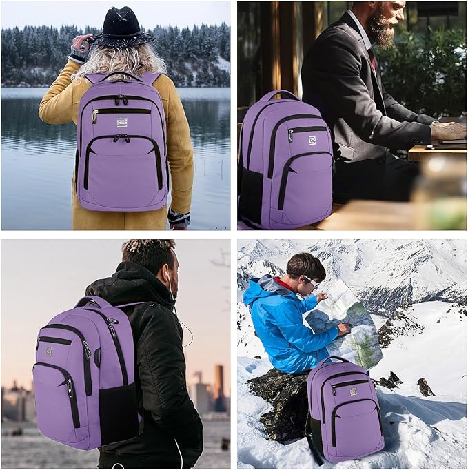 Volher Laptop Backpack,Business Travel Anti Theft Slim Durable Laptops Backpack,Water Resistant College Computer Bag for Women & Men Fits 15.6 Inch Laptop and Notebook-Purple