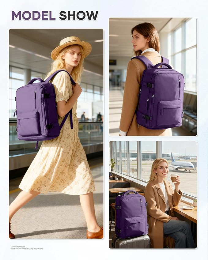 WONHOX Large Travel Backpack Carry on Flight Approved Laptop Work Business Backpack for Women Men Mochila de Viaje