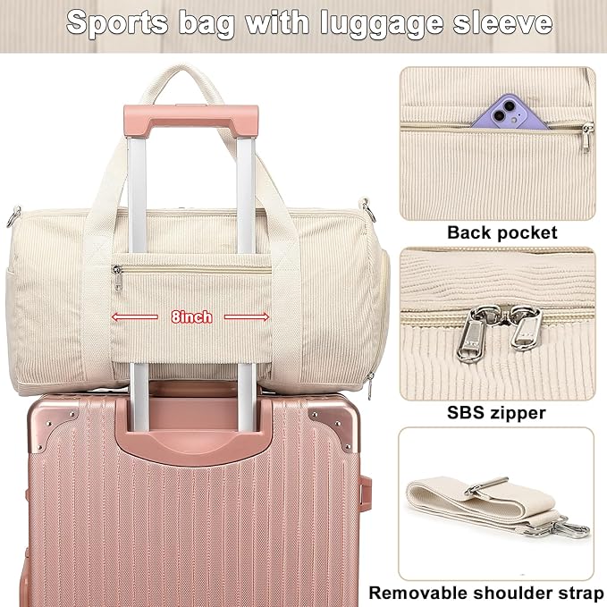 BTOOP Duffle Bag for Gym Sports Women Girls Workout Travel Bag Weekender with Shoe Compartment and Wet Pocket