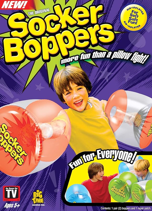 Socker Boppers Inflatable Boxing Pillows - One Pair Boppers – Clear, Box and Bop, Durable Vinyl, Active Outlet that aids in Agility, Balance and Coordination, Safe Fun Indoor or Out, Great Gift