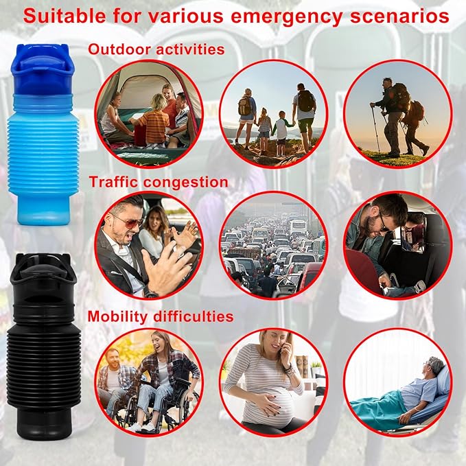 Pee Bottles For Men,Collapsible Urine Bottle With Disposable Replacement Bags,Car Pee Bottle For Men And Women,750ml,Leakproof, Emergency Urinal For Road Trips,Traffic Jams And Camping