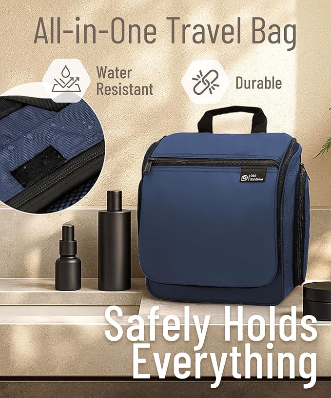D&D Wanderlust D&D Hanging Travel Toiletry Bag for Men and Women – Cosmetics, Makeup and Toiletries Organizer Kit with 10 Compartments