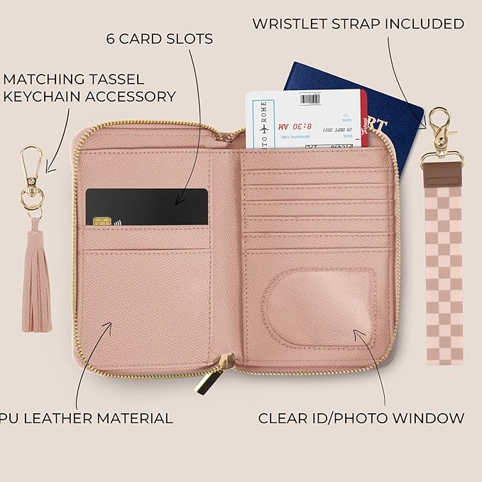 Beautiful Passport Holder for Travel with Wristlet Strap - All-in-One Wallet for Women with Card Slots and Tassel Keychain - Perfect Case to Keep Your Travel Documents Organized & Safe