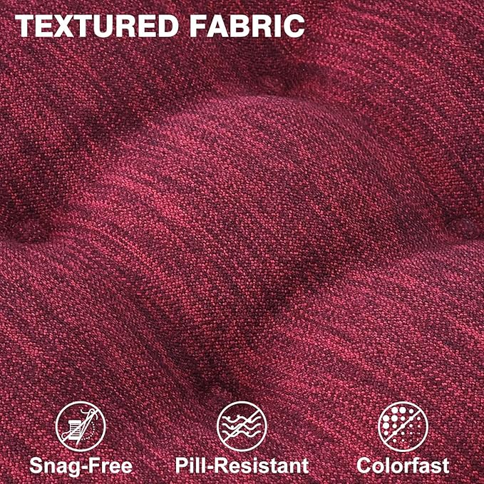 Shinnwa Dining Chair Cushions Set of 4, Dual-Layer Memory Foam Kitchen Chair Cushions, Patented Design Seat Pads with Ties, 16.5 x 16.5 x 3.5in, 4 Pack, Burgundy