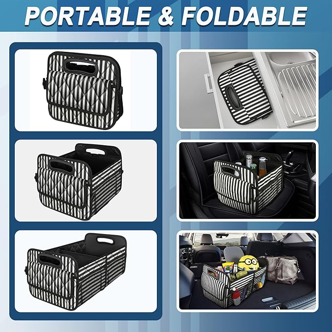 Deosk Car Trunk Organizer for SUVs, Cars and Trucks with 6 Big Pockets, Waterproof Polyester Storage Box