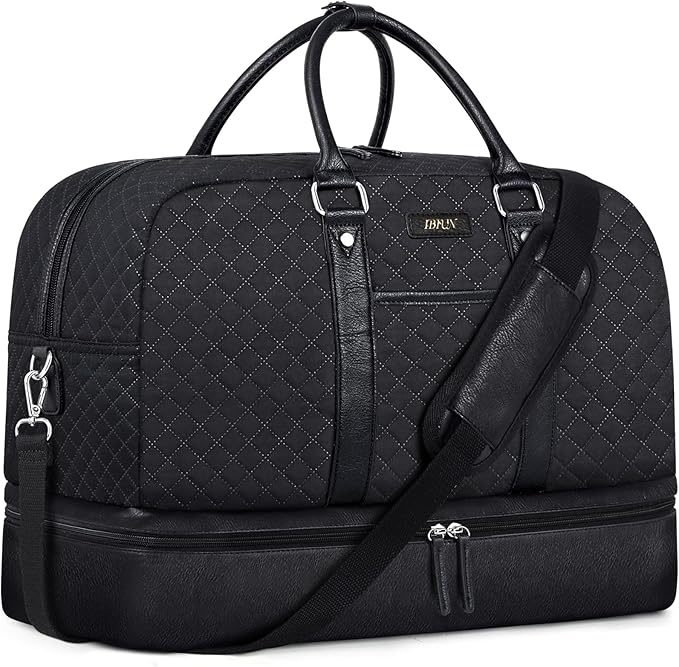 Weekender Bag for Women, Large Overnight Bag Canvas Travel Duffel Bag Carry On Tote with Shoe Compartment 21" 3Pcs Set