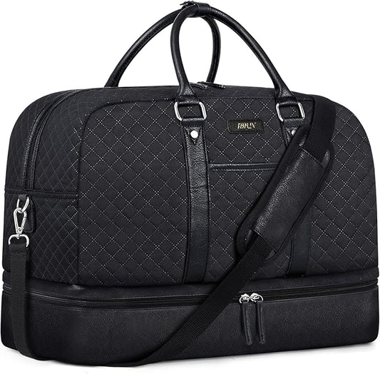Weekender Bag for Women, Large Overnight Bag Canvas Travel Duffel Bag Carry On Tote with Shoe Compartment 21" 3Pcs Set
