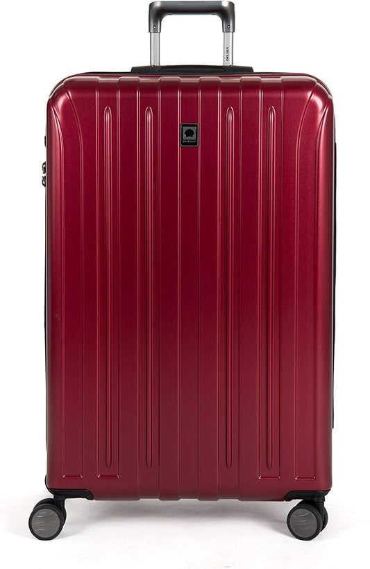 DELSEY PARIS Titanium Hardside Expandable Luggage with Spinner Wheels Checked Luggage, Black Cherry Red, Checked-Large 29 Inch
