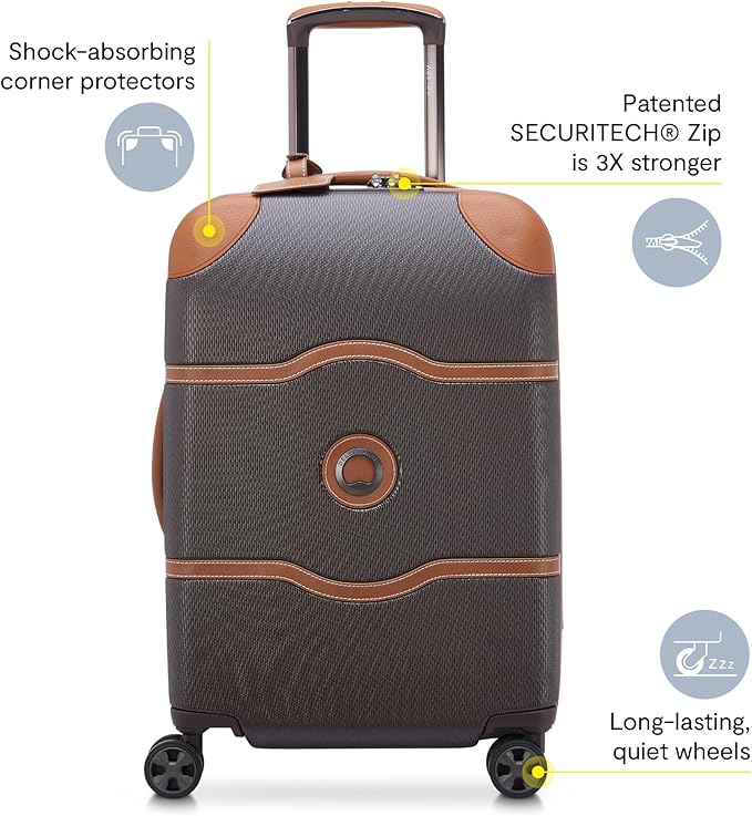 DELSEY PARIS Chatelet Air 2.0 Hardside Luggage with Spinner Wheels, Chocolate Brown, Carry on Plus 20 Inch