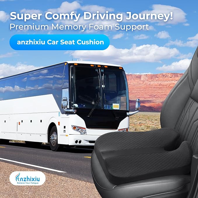 Heightening Car Seat Cushion for Better View- Seat Cushion for Car Reduces Lower Back Pressure& Support Spine- Truck Seat Cushion for Long Trip-Black