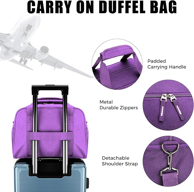 SeaRock 14 inch Small Gym Bag for Men & Women, Mini Duffle Bag for Travel Sports, Lightweight Carry On Duffel Bag, Purple