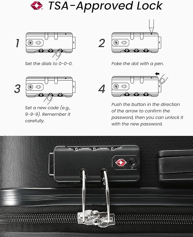 Luggage Sets 3 Piece, Expandable Hardshell Suitcase with TSA Lock & Silent Spinner Wheels, Lightweight Hardside Travel Suitcase Set for International Trips (20/24/28 in, Black)