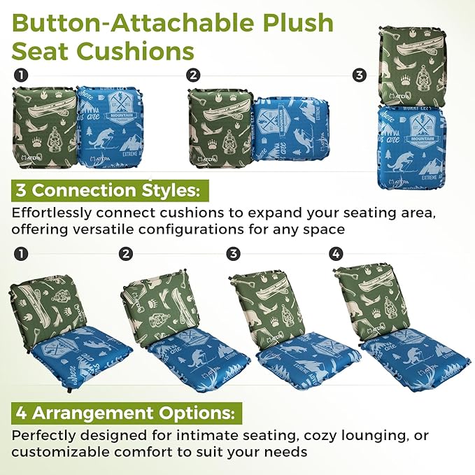 ATEPA Inflatable Seat Cushion, Self-Inflating Portable Stadium Airplane Travel Foam Cushion Pad for Camping, Sports Events, Outdoor