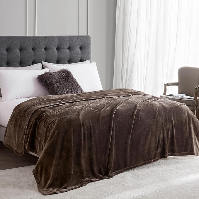 Hansleep Fleece Brown Twin Blanket, Super Soft Flannel Fuzzy Plush Cozy Blanket for All Seasons, Brown, Twin 60x80 Inches